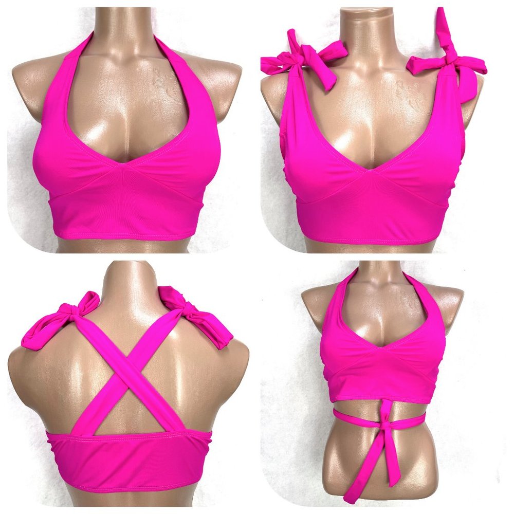 Shein multywear pink bikini swim top